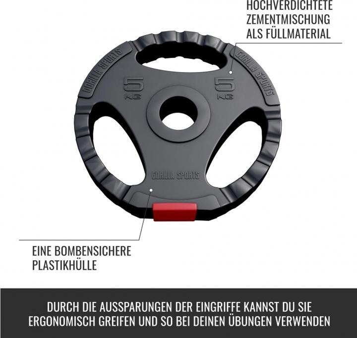 Produktbild Gorilla Sports Hantelscheibe Olympia 50/51mm (1 x 5 kg)