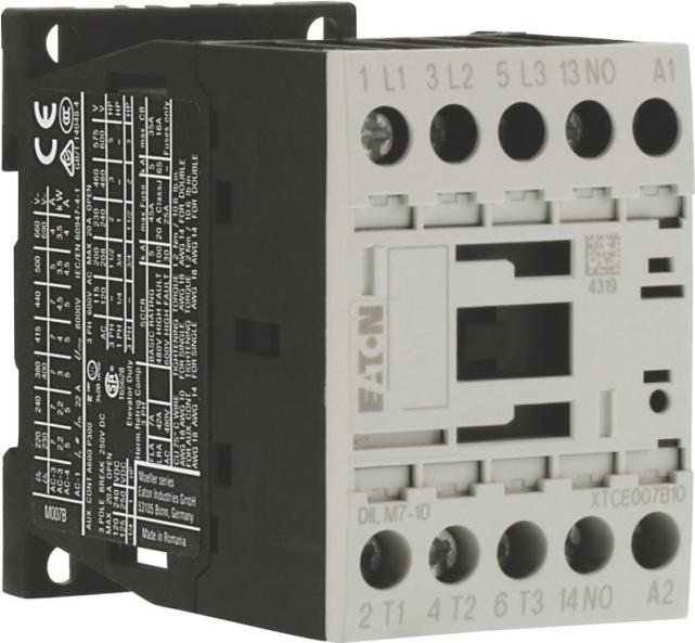 Actual product image Eaton DILM contactor,3kW,110VAC,3 pole,3 break contact