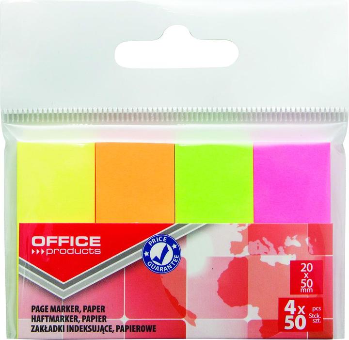 Office Products Ordnerpapier, 20x50 mm, 4x50 registers, polyzak, neon geassorteerde kleuren