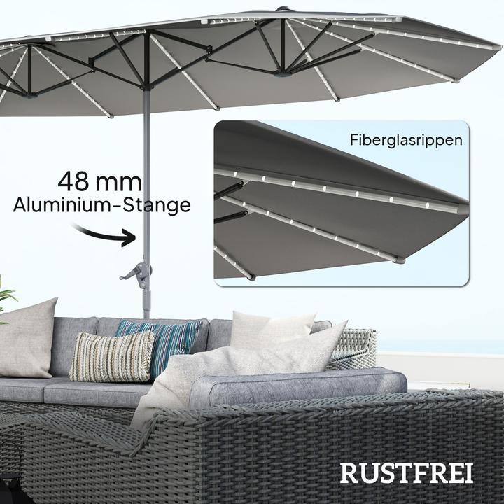 Immagine prodotto Outsunny Doppelsonnenschirm Polyester, Aluminium Dunkelgrau (2.67 m)