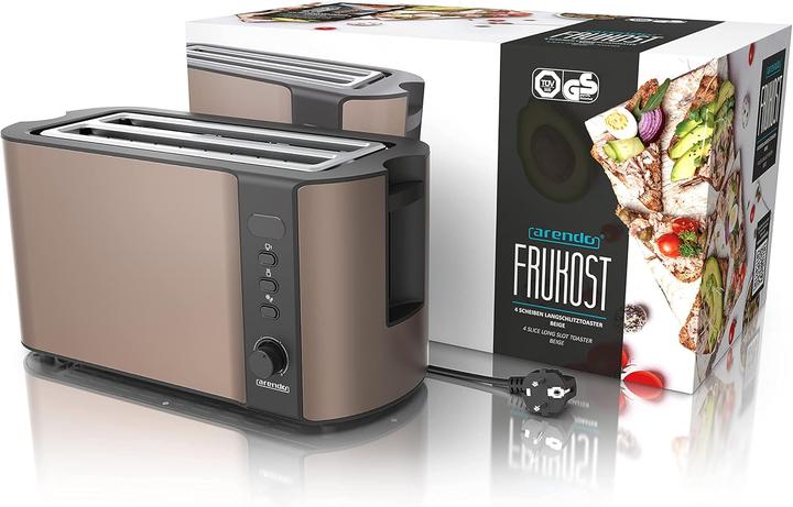 Produktbild Arendo Frukost Langschlitztoaster mit Brötchenaufsatz