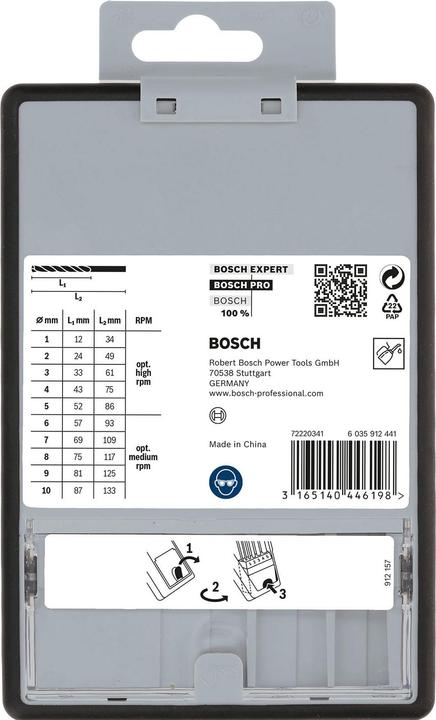 Produktbild Bosch Professional Zubehör PRO Metal HSS-G Spiralbohrer-Set, 10-tlg. (1 mm, 10 mm, 2 mm, 3 mm, 4 mm, 5 mm, 6 mm, 7 mm, 8 mm, 9 mm)