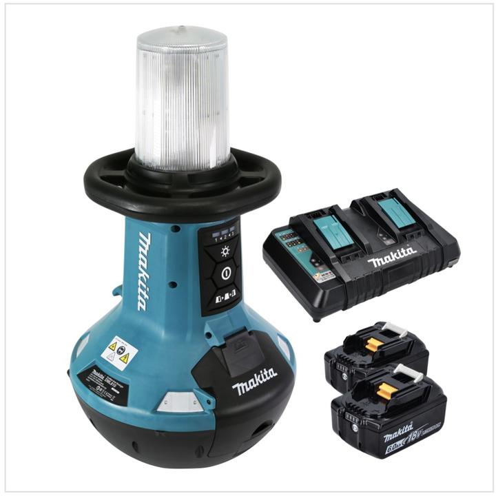 Produktbild Makita DML 810 PG Akku LED Flächenlicht 18 / 36 V ( 2 x 18 V ) 5500 lm IP54 + 2x Akku 6,0 Ah + Doppe (5500 lm)