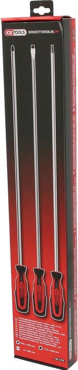Produktbild KS Tools - ERGOTORQUEplus Schraubendreher-Satz, Schlitz, PH, Torx, 3-tlg. extra lang (Pin-torx, Schlitz)