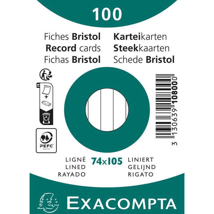 Image du produit Exacompta Fiches (74 x 105 mm, 205 g/m², 100 x)