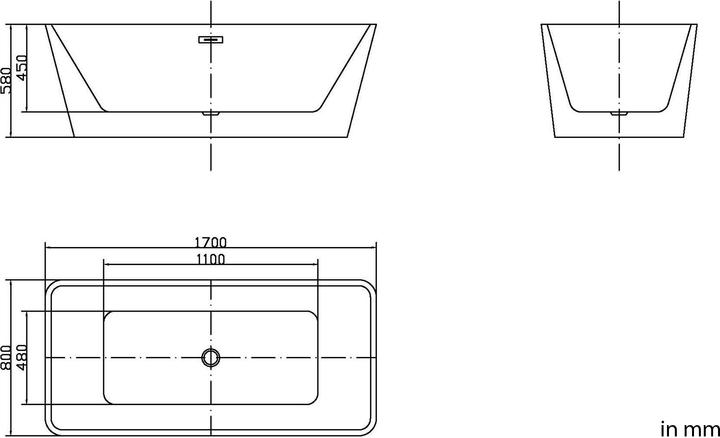 Produktbild Jet-Line Badewanne WETZIKON II 170x80cm weiss (170 cm, 80 cm)