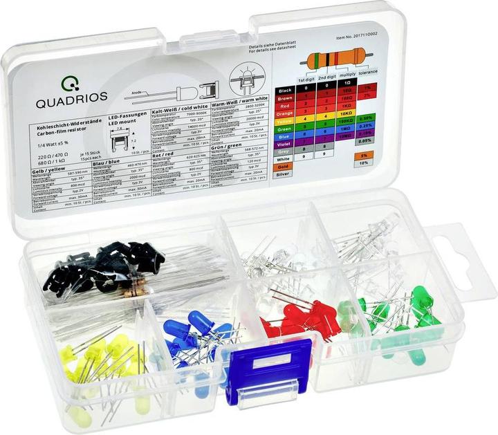 Actual product image Quadrios LED range red, green, yellow, blue, cool white, warm white 20 m