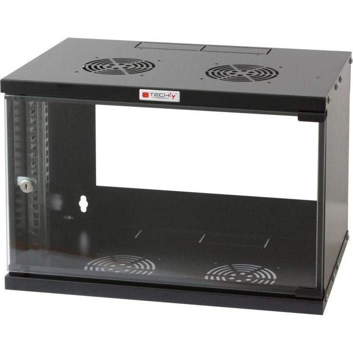 Thumbnail - Techly I-CASE EL-1006B45 Rack 6U Wandmontiertes Regal (6 HE, 19 Zoll Rack), Serverschrank, Schwarz