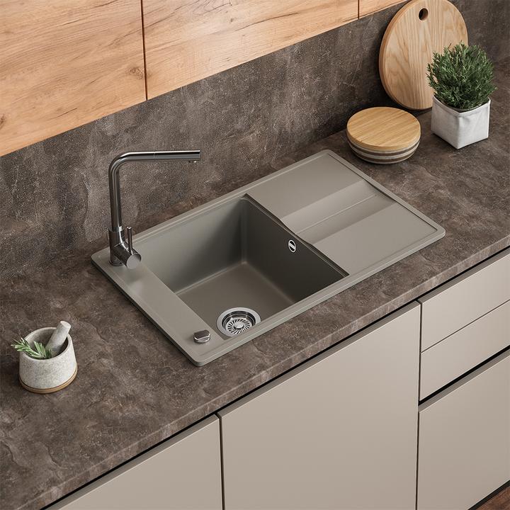 Produktbild Bergström Spülbecken Kyoto, Beton, 78 x 50 cm (Einbauspüle mit Abtropffläche, 78 cm, 50 cm)