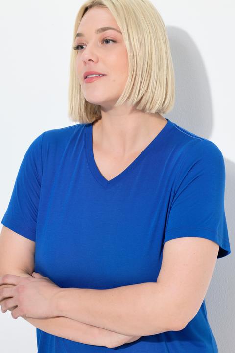 Image du produit Ulla Popken T-shirt technique antibactérien, décolleté en V et manches courtes (58)