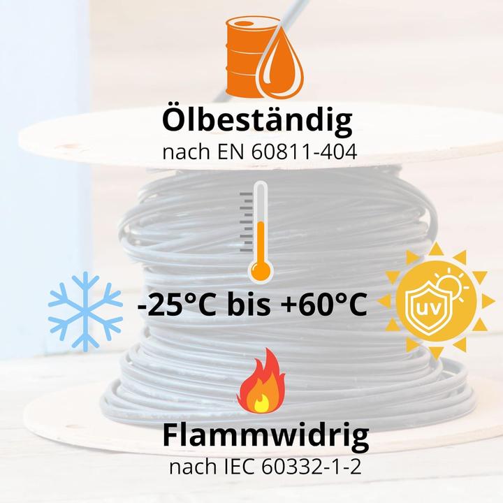 Produktbild Lapp 10 Meter 1600186 H07RN-F 2x4 mm² Gummileitung flexibel ohne Schutzleiter I UV-resistentes Kabel (10 m)