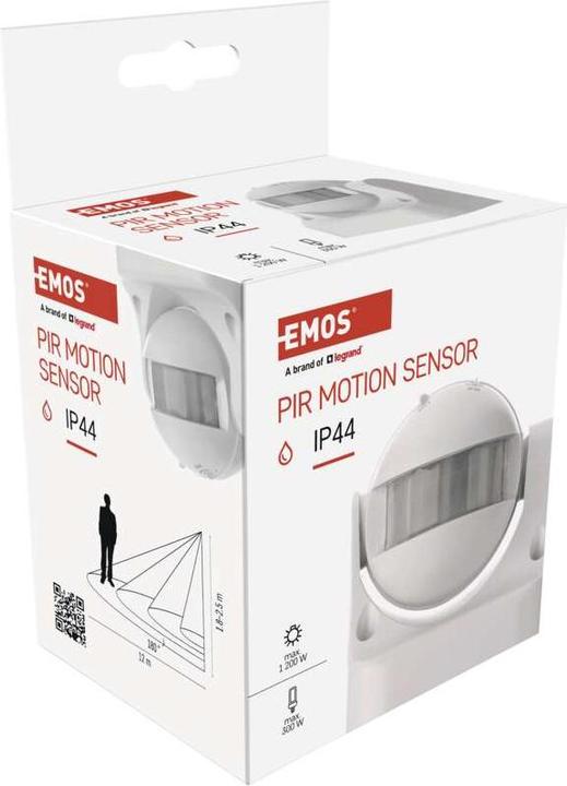 Actual product image Emos Motion detector (PIR sensor) IP44 1200W White (12 m)