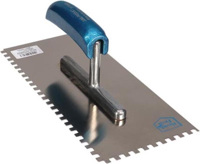 Actual product image Velleman JUNG - PLASTERING TROWEL - CURVED HANDLE - NOTCH SIZE 10 x 10 mm (1 cm)