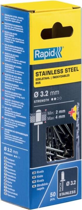 Produktbild Rapid Edelstahl Blindniete Ø 3,2 x 8 mm