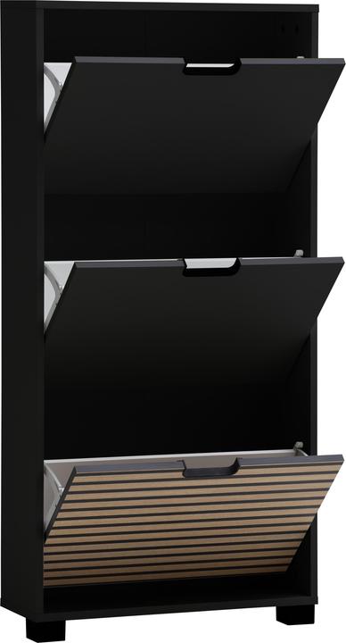 Produktbild Schildmeyer Ryker Schuhkipper Schuhschrank schwarzmatt Akustikpaneel Optik 3 Klappen