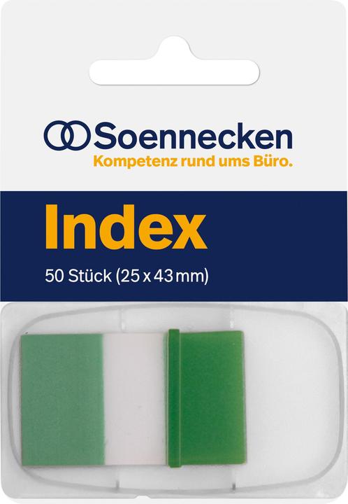 Actual product image Soennecken Adhesive strips Index Dimensions: 25 x 43 mm (W x H) Colour: green (43 x 25 mm)