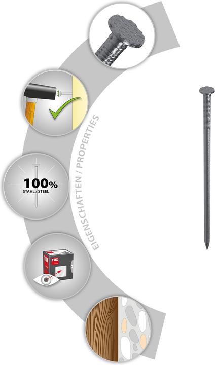 Produktbild Tox Nails 4,2x120 mm (400g) Drahtstifte, blank mit Senkkopf (DIN 1151) (120 mm)