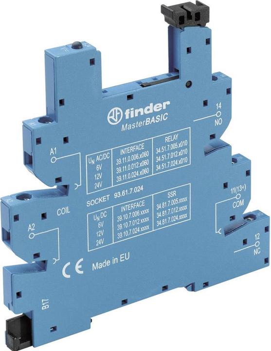 Actual product image Finder 93.61.8.230 Relay base with retaining bracket, with LED, with EMC suppression coating (Relay socket)