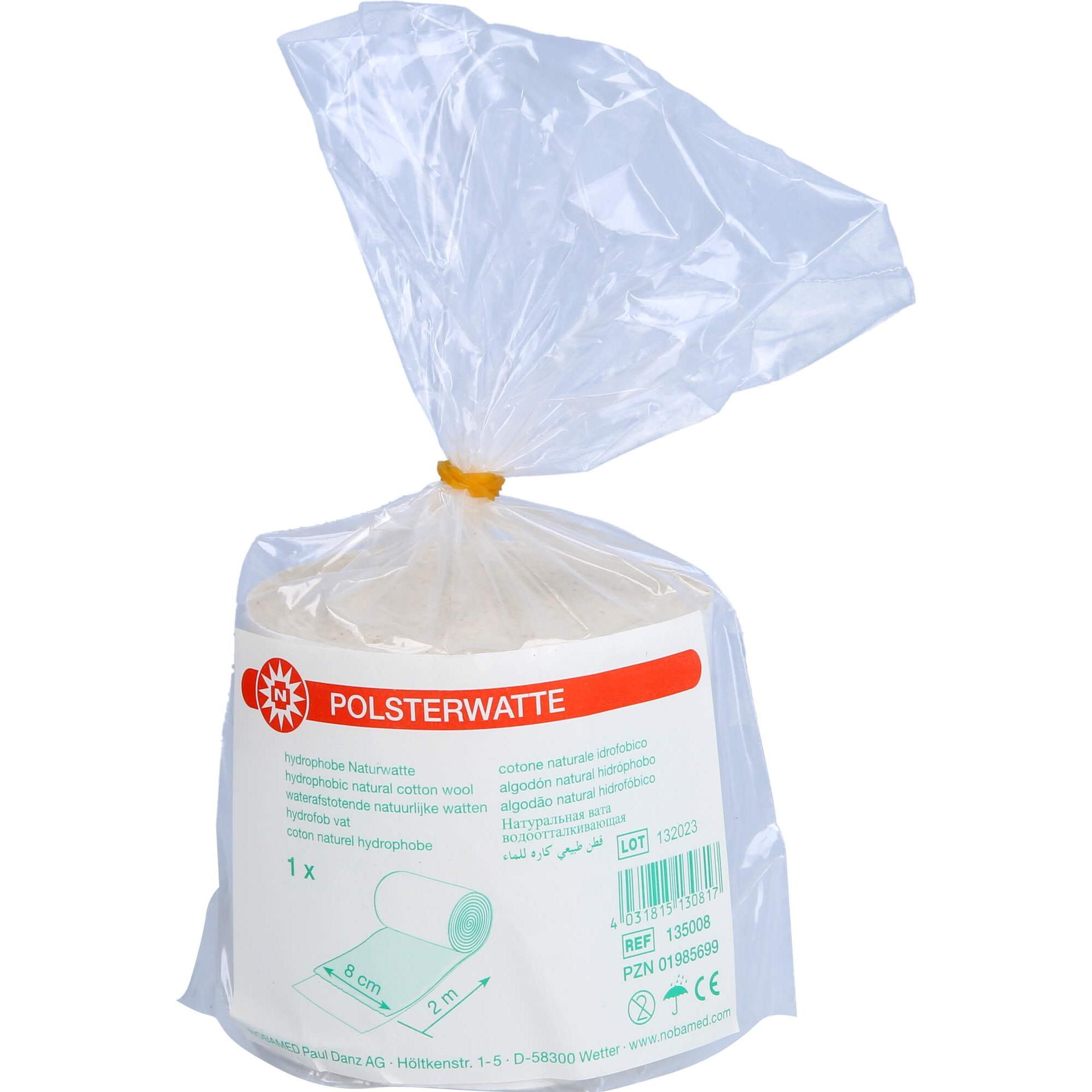 Nobamed, Verbandsmaterial, POLSTERWATTE 2mx8cm gerollt, 1 St WAT
