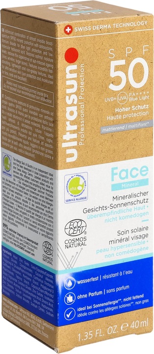 Actual product image Ultrasun Face Mineral SPF50 Fl 40 ml (Sun cream face, SPF 50, 40 ml, 500 g)
