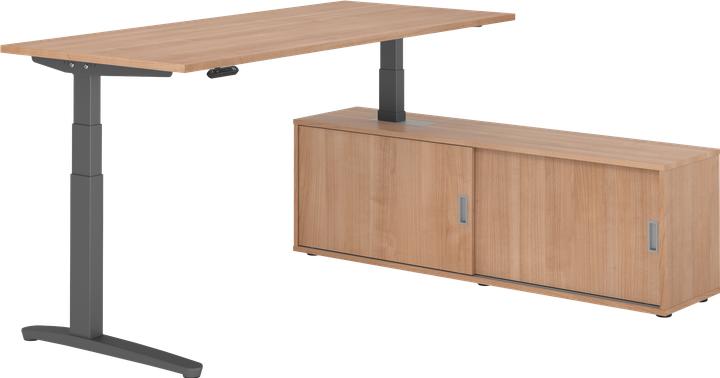 Produktbild Hammerbacher Sitz-Steh Kombi 180x80cm, Nussbaum/Graphit