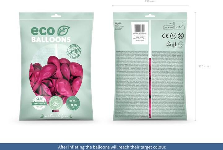 Actual product image Partydeco Eco Balloons 26cm metallic, fuchsia (1 pkt / 100 pc.) (100 x)