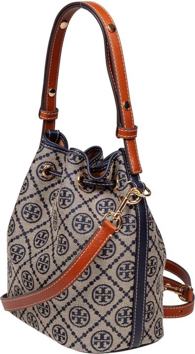 Produktbild Tory Burch monogram case bucket bag with jacquard pattern blue