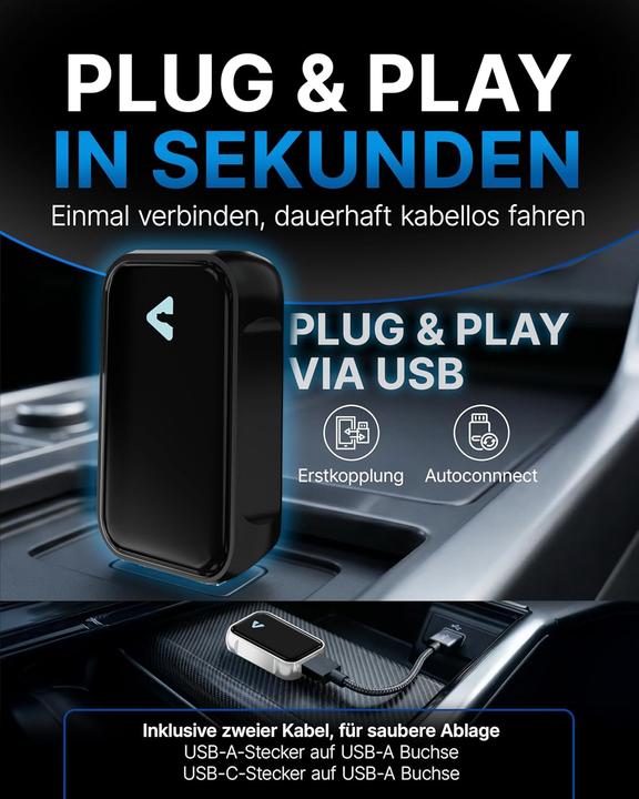 Produktbild Lymaro Auto-Nachrüstadapter für kabelloses CarPlay & Android Auto