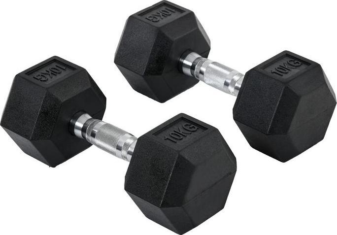 Image du produit Swisshandel24 Haltères hexagonaux set de 2 haltères en fonte poignée moletée set d'haltères set d'haltères poids (2 x 10 kg)