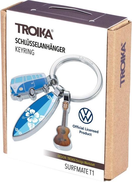 Actual product image Troika SURFMATE T1 Porte-clés 3 breloques: bus VW, planche surf, guitare, gris brillant/multicolore