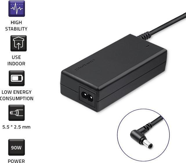 Actual product image Qoltec 50075.90W - Notebook - Indoor - 100-240 V - 50/60 Hz - 90 W - 19 V (90 W)
