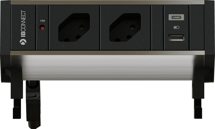 Actual product image IB Connect SUPRA socket outlet unit anodised 2x type 13 1x USB-A/C +bracket (3x, Type 13)