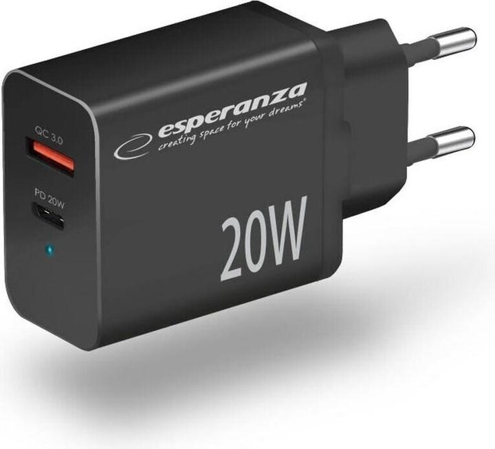Produktbild Esperanza EZC105K Netzladegerät 20W Schwarz (20 W, 2 Ports)
