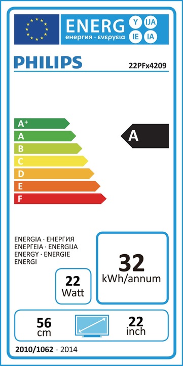 Energie-Label Philips 22pfk4209 (22", Full HD)