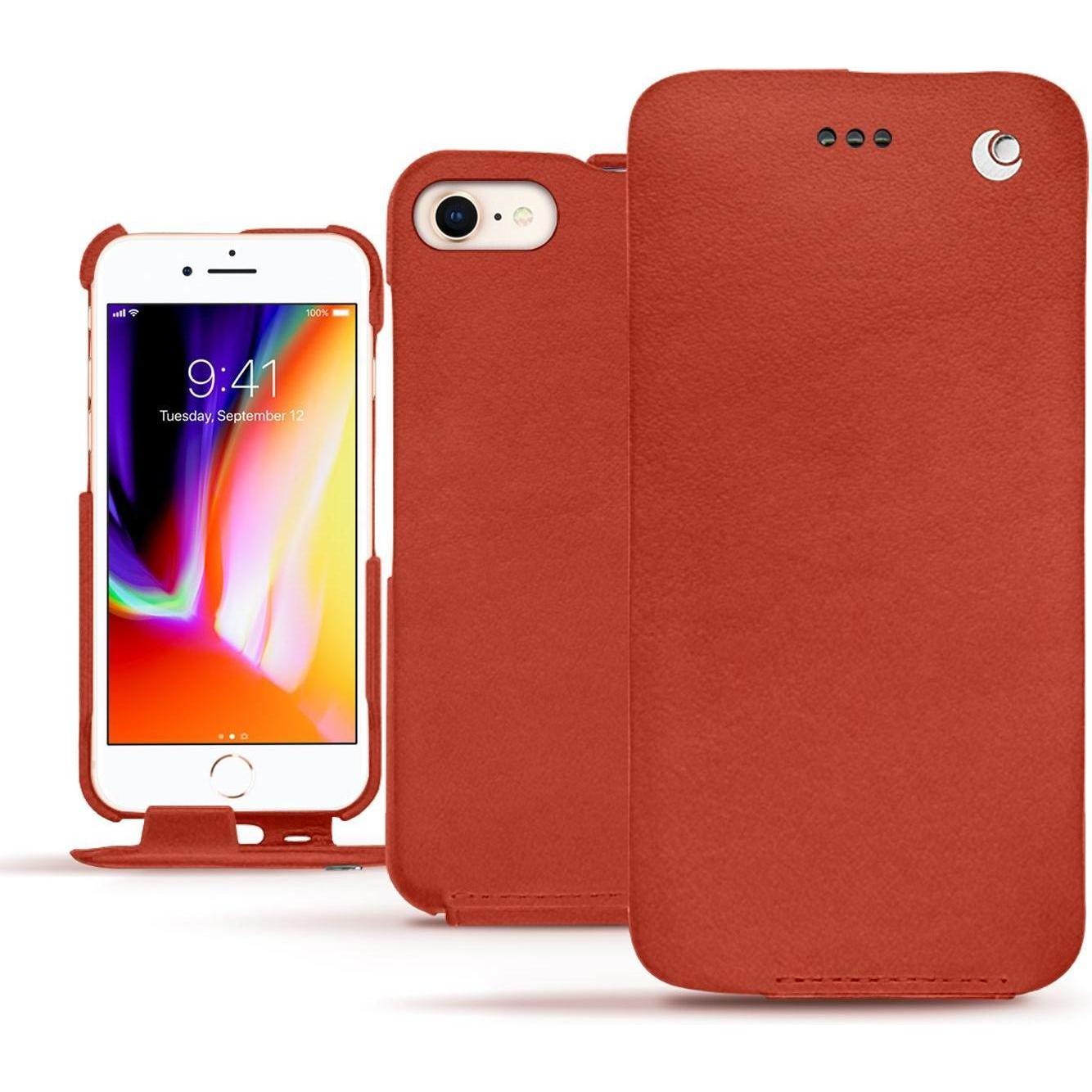 Noreve Lederschutzhülle vertikal (Apple iPhone 8), Smartphone Hülle, Orange