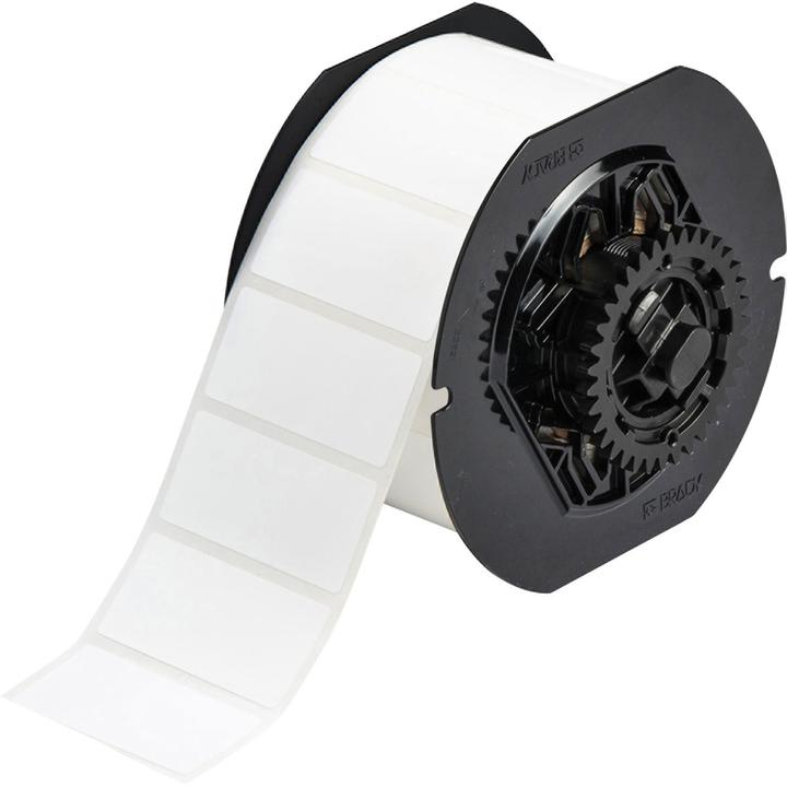 Brady B33-17-484, polyester 25µ, blanc, brillant, 50.80 x 25.40 mm, extrêmement adhésif (1500 U.) (5.08 cm)