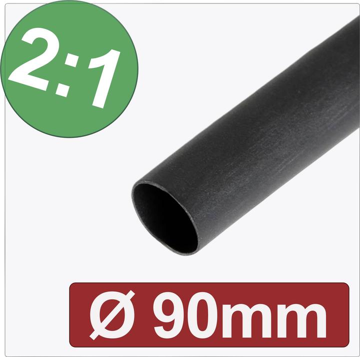 Quadrios 24CA280 Schrumpfschlauch ohne Kleber Schwarz 90 mm 45 mm Schrumpfrate:2
