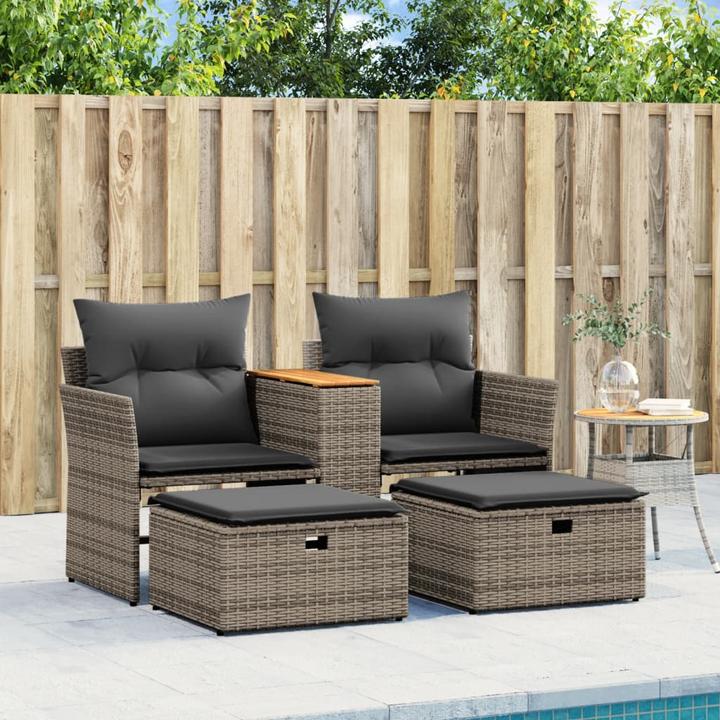 Produktbild vidaXL Gartensofa 2-Sitzer mit Hockern
