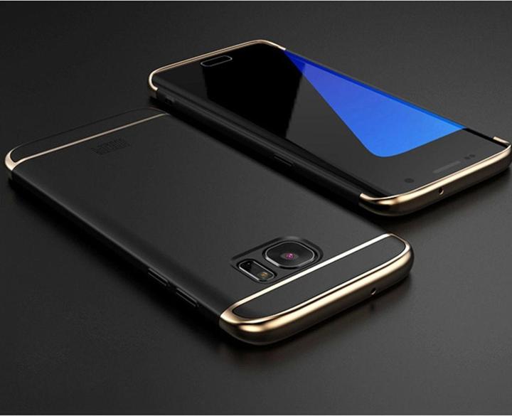 Actual product image König Design Mobile Case Protection Case for Samsung Galaxy S7 Edge Bumper 3 in 1 Cover Black (Samsung Galaxy S7 Edge)