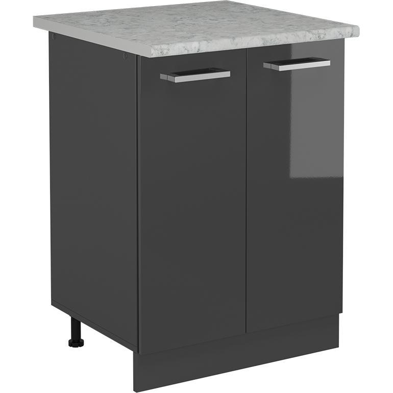 Vicco, Regal, Küchenunterschrank R-Line, Anthrazit Hochglanz/Anthrazit, 60 cm AP Marmor