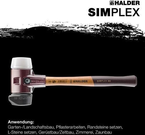 Produktbild Halder SIMPLEX-Plusbox Starterset, SIMPLEX-Softface-Hammer D80, Gummimischung mit Ständer / (4400 g)