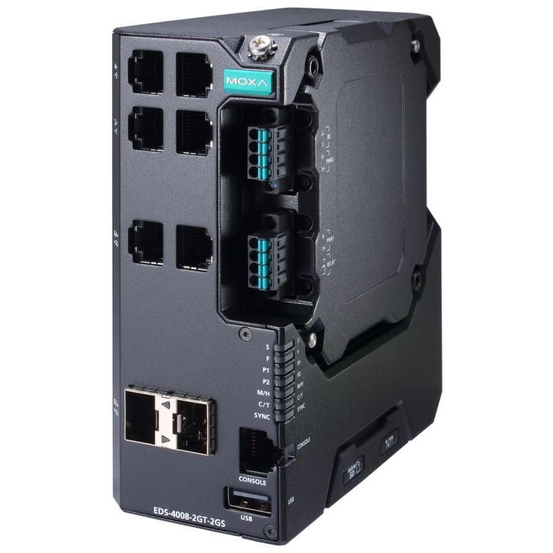 Moxa EDS-4008-2GT-2GS-LV-T (RJ45 (6x), RJ45 (2x)), Netzwerkadapter, Schwarz