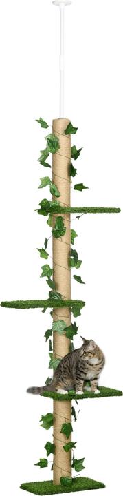 Produktbild PawHut Katzenbaum Spanplatte (242 cm, Grün+Gelb)