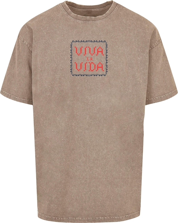Actual product image Merchcode Frida Kahlo - Pixels viva la vida Acid Washed Heavy Oversize Tee - 118139 (3XL)