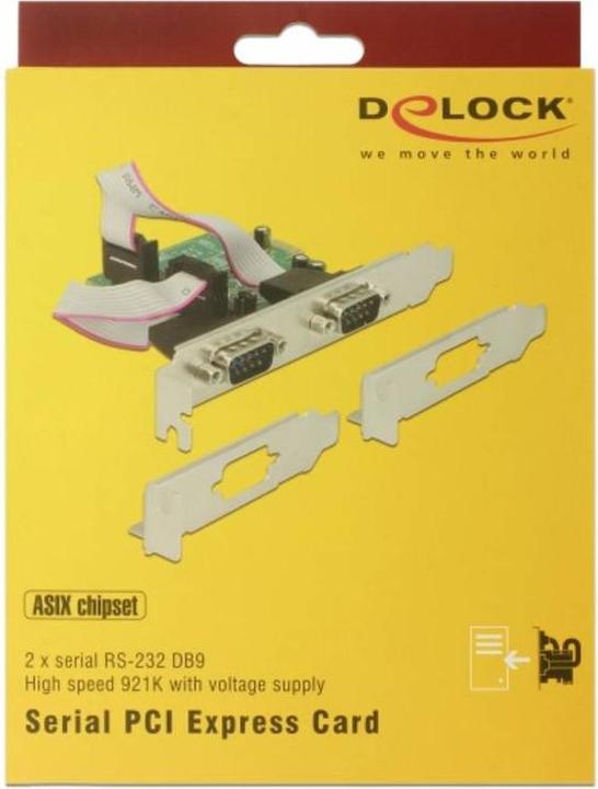 Actual product image Delock PCI Express card > 2 x Serial RS-232 High Speed 921K with power supply