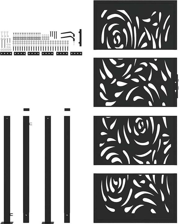 Immagine prodotto vidaXL Cancello da giardino nero 105x205 cm in acciaio con design a fiamma Cancello per recinzione da