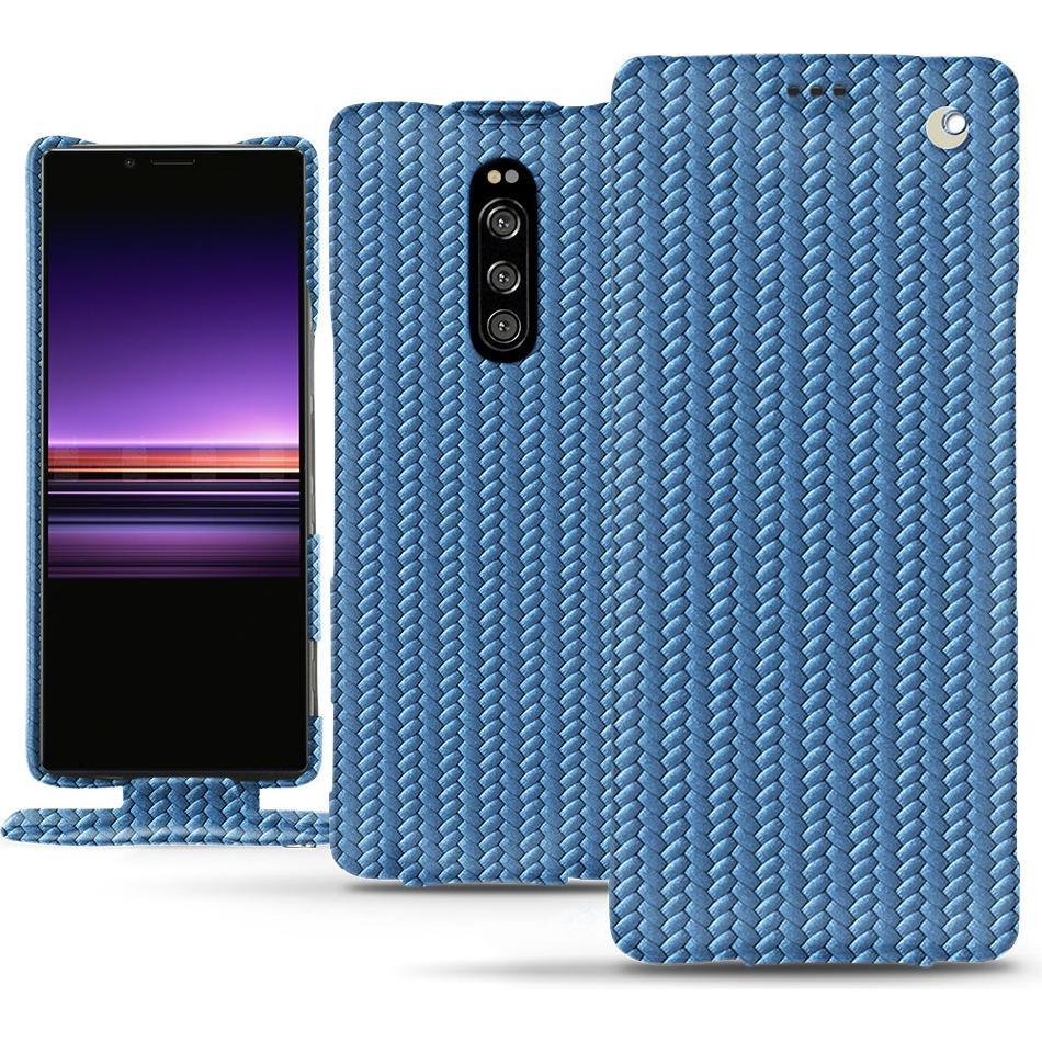 Noreve Lederschutzhülle vertikal (Sony Xperia 1), Smartphone Hülle, Blau