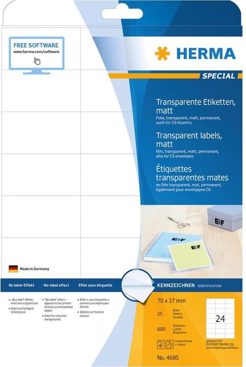 Actual product image HERMA Transparent address labels A4