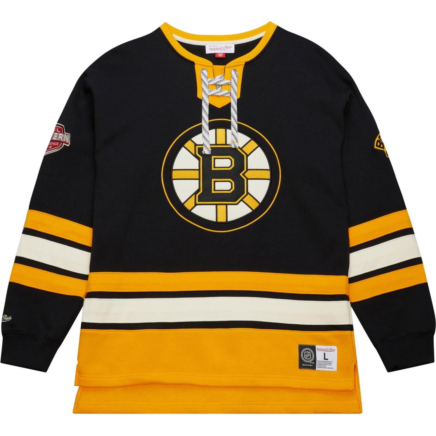 Mitchell & Ness, Herren, Pullover, M&N Boston Bruins NHL Lace-Up Heritage Hoody - M, Schwarz, (M)