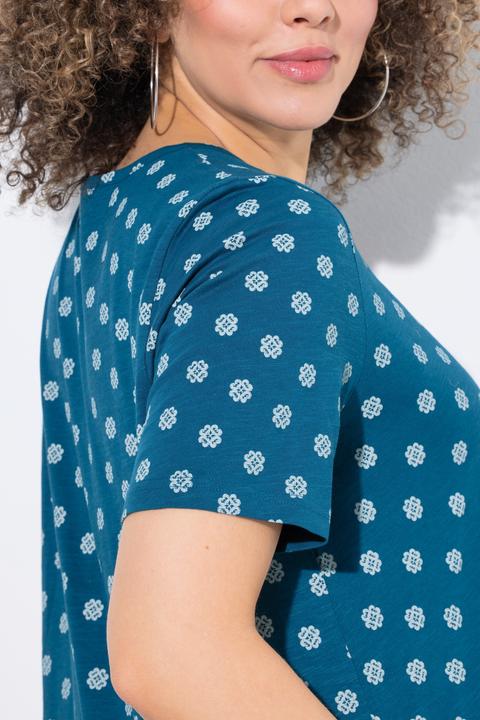 Immagine prodotto Ulla Popken T-shirt dal taglio svasato con scollatura a V, nervature e mezze maniche (58)